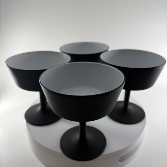 Carlo Moretti Black Satinato Champagne Coupe Stemmed Set 4 Pieces Set